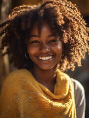 Beautiful portrait of a smiling african woman, black history month - obrazy, fototapety, plakaty