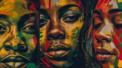 Illustration of African women, black history month - obrazy, fototapety, plakaty