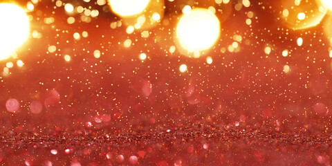 Red glitter background with golden lights