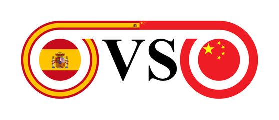 concept between spain vs china. vector illustration isolated on white background