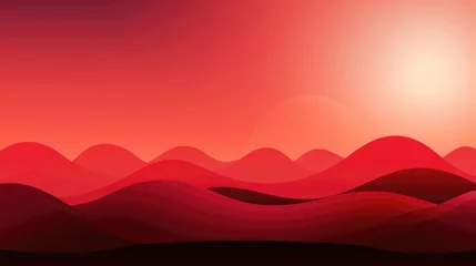 Tuinposter Stunning digital landscape showcasing red-hued dunes under a radiant sunset, ideal for backgrounds, wallpapers, or projects emphasizing natural beauty, serenity, and modern abstract artistry. © Sascha