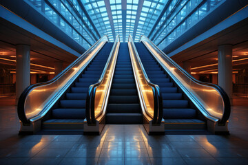 Modern luxury escalators with staircase