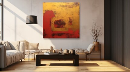 red and gold chinese background Oil art and canvas wall painting