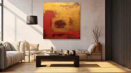 Fotobehang red and gold chinese background Oil art and canvas wall painting © venusvi