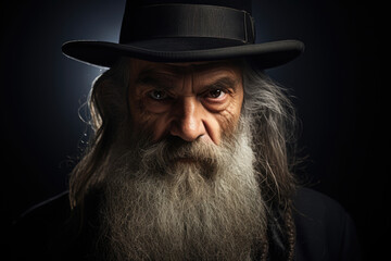 Senior male Jewish Hasid in hat