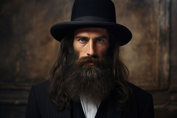 Young Hasidic Jewish man wearing a hat