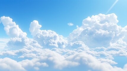 white cartoon clouds blue sky background