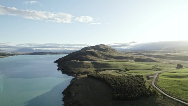 Aerial view of lake tekapo in new zealand