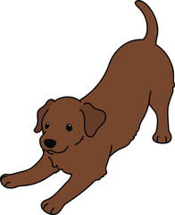 Simple and cute illustration of brown Labrador Retriever being playful