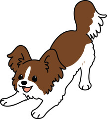 Simple and cute illustration of Papillon being playful