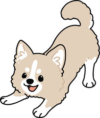 Simple and cute illustration of white Chihuahua being playful