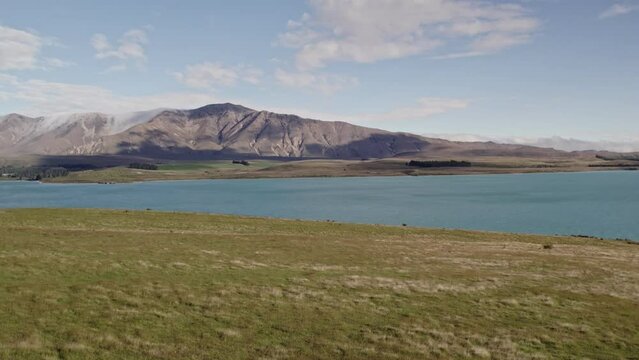 Aerial view of lake tekapo in new zealand