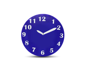 blue wall clock isolated on white