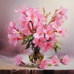 Very nice original pink flowers Generative AI