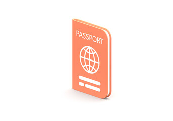 Brown passport icon vacation leisure touring holiday summer vacation concept on isolated background. Travel tourism plane trip planning world tour. 3d render illustration