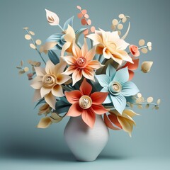 Very nice paper flowers vase images Generative AI