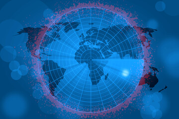 Blauer Radar Bildschirm - Globale Suche - Digitale Daten
