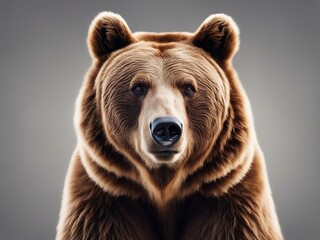 portrait of brown bear, isolated white background

