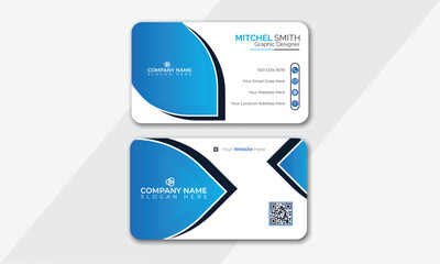 Creative and Clean Double-sided Business Card Template, Flat Design Vector Illustration.