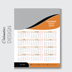 Corporate modern vector 2024 calendar design template challenge, change, deadline, diary, goals, next, note, plan, start, top.