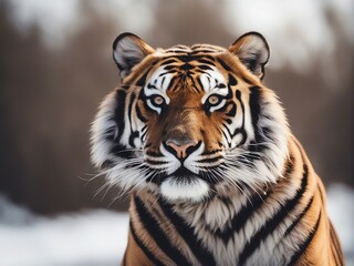 portrait of tiger, isolated white background

