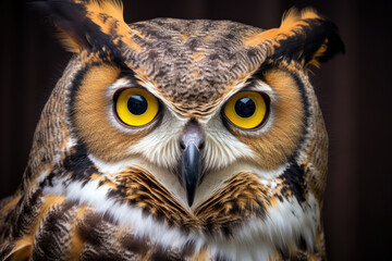 Great horned owl close up