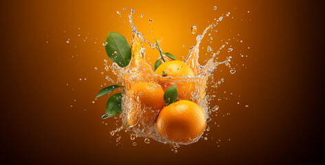 orange in water splash, a image for fanta make sure to highlight - obrazy, fototapety, plakaty