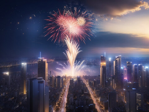 new year celebration atmosphere, AI  generation image

