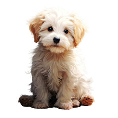 Fluffy Puppy Sitting isolated on transparent background.