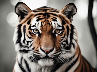portrait of tiger, isolated white background

