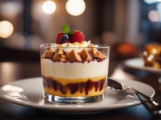 delicious pudding dessert at the restaurant

