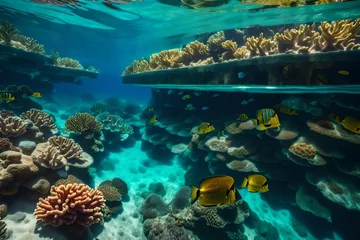 Rolgordijnen coral reef with fish and coral © Saad