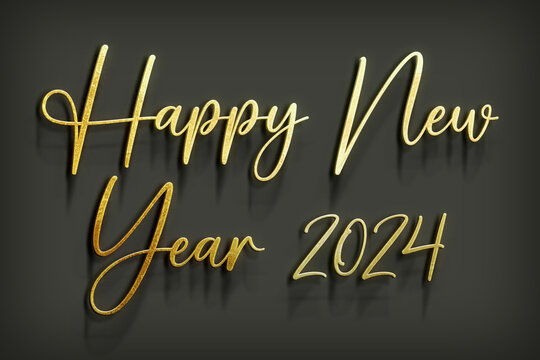 Happy New Year 2024 on a Stylish Black Background.