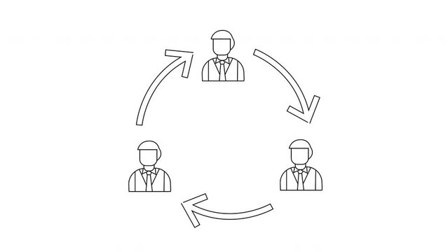 animated sketch of a human circle connection icon