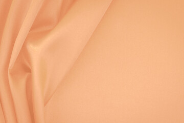 Abstract peach color paper texture background. Minimal composition with geometric wavy shapes and curved lines
