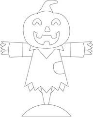 Scarecrow Halloween Pumpkin Vector Graphic Art Illustration