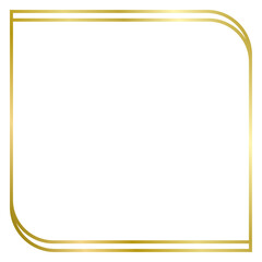 Golden metal frame isolated on white. Vector frame for text, photo, certificate, pictures, diploma, card, invitation. Square luxury frame