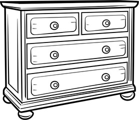 Furniture Sketch Dresser Vintage Outline Icon In Hand-drawn Style