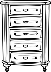 Furniture Sketch Dresser Vintage Outline Icon In Hand-drawn Style