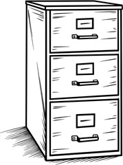Furniture Sketch Filing Cabinet Vintage Outline Icon In Hand-drawn Style