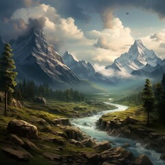 Naklejka premium Very nice some scenery image Generative AI