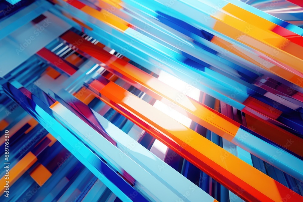 Poster Various colored lines are displayed in a room. Suitable for graphic design, abstract concepts, and interior decoration