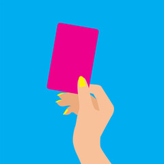 Vector illustration of women's hand holding a credit card concept.