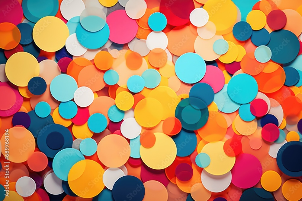 Poster A vibrant collection of scattered colorful circles. Perfect for adding a pop of color to any design