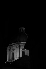 Dome at night. Cathedral of Brescia. Italy.