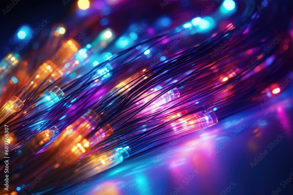 Poster A close-up view of a vibrant bunch of colorful lights. This image can be used to add a festive and lively touch to any project