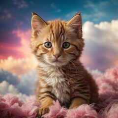 Obraz premium A cat on the beach, a feline enjoying the sandy shore, a cat exploring the beach sands, a kitty roaming along the shoreline