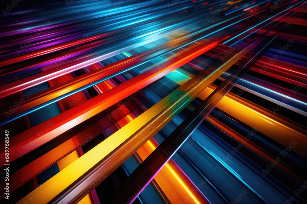 Poster A vibrant and captivating image featuring a long line of colorful lines. Perfect for adding a pop of color and energy to any project