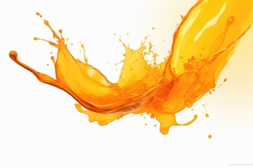 A vibrant splash of orange juice on a clean white background. Perfect for use in advertising, food and beverage promotions, or any project that needs a refreshing and lively image