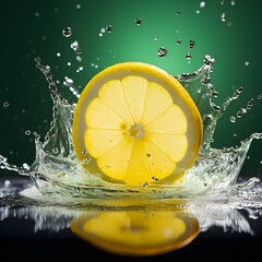 Fresh lemon slice in water with bubbles. Close-up of a lime slice in liquid with bubbles. Slice of ripe lime in water. Close-up of fresh lime slice covered by bubbles.